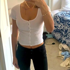 Brandy White Button Up Top